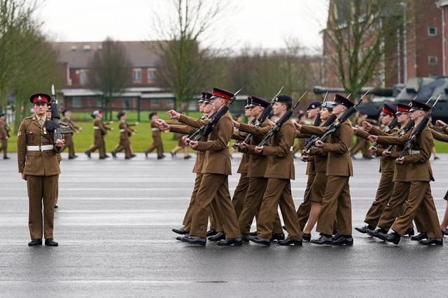 Junior soldiers parade on the Regimental square.