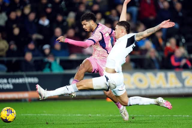 Leeds United's Georginio Rutter shoots at goal during the win at Swansea City (Picture: David Davies/PA Wire)