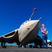 Jerry Ibbotson standing in front of the Handley Page Victor K2 Bomber/ Refueling Tanker XL231 aircraft. (Pic credit: James Hardisty)