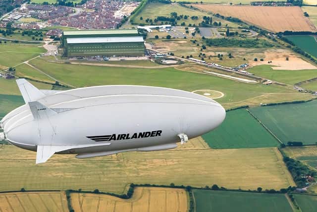 The Airlander 10 is a helium-filled airship capable of carrying up to 100 passengers.