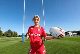 Helen Skelton at an England women's rugby league training session in Leeds