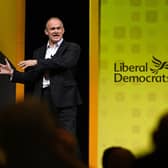 Liberal Democrats' leader Sir Ed Davey at his party's conference in Bournemouth yesterday.