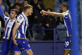 Sheffield Wednesday's two scorers Michael Ihiekwe and Michael Smith celebrate after the equalising goal against Norwich City (Picture: Steve Ellis)