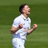 Injury blow: Matt Milnes, pictured celebrating a wicket for Kent against Yorkshire, is now out for six months for the White Rose (Picture: Gareth Copley/Getty Images)