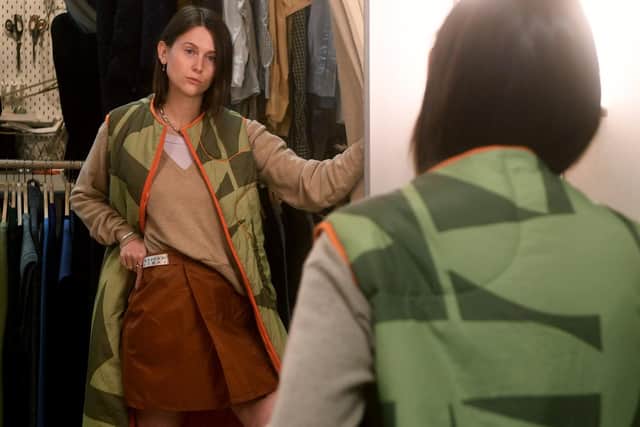 Jo Wanner pictured in the shop, wearing designs she has made from Leeds Festival abandoned tents, including skirt, £45, and coat, £95. Picture taken by Yorkshire Post Photographer Simon Hulme