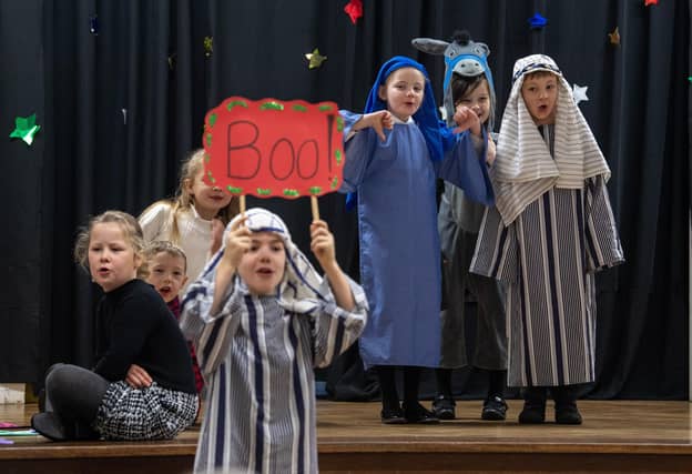 Year 1 and 2 pupils at Moorside Primary School and Nursery in Ripon rehearse their Nativity play photographed for The Yorkshire Post by Tony Johnson. 7th December 2023