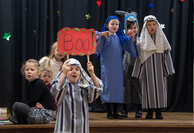 Year 1 and 2 pupils at Moorside Primary School and Nursery in Ripon rehearse their Nativity play photographed for The Yorkshire Post by Tony Johnson. 7th December 2023