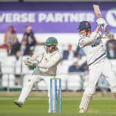 ON THE UP: Yorkshire's James Wharton hits out against Worcestershire in September's County Championship win. Picture by Allan McKenzie/SWpix.com