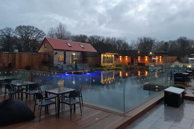The outdoor pool at the Yorkshire Spa Retreat.