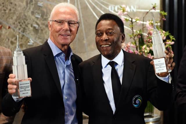 TEAM-MATES: Keith Eddy captained New York Cosmos when Franz Beckenbauer (left) and Pele played for the club