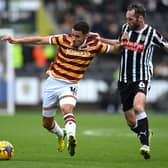 Turning point: Tyler Smith of Bradford City, left, up against Notts County last week in a game that although they lost, might have changed the Bantams' fortunes as Smith grabbed the winner against Accrington. (Picture: Shaun Botterill/Getty Images)