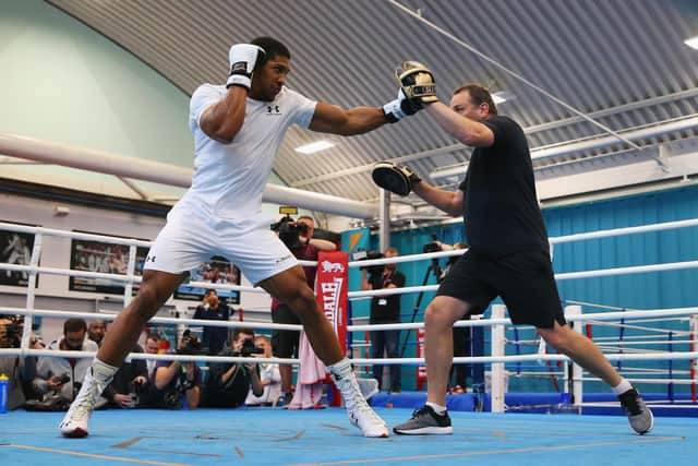 nthony Joshua takes part in a training session with trainer Rob McCracken at English Institute of Sport on September 12, 2018  (Picture: Alex Livesey/Getty Images)