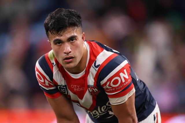 Joseph Suaalii looks dejected after Sydney Roosters' NRL play-off defeat by South Sydney Rabbitohs. (Picture by Getty Images)