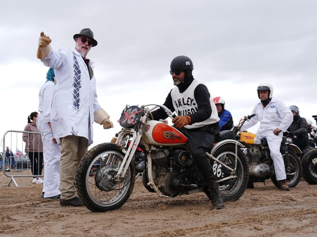 Vintage vehicles during Race The Waves 2026 on Bridlington's South beach in Yorkshire.
