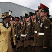 Princess Anne during a previous visit to Harrogate inspects the troops at the Passing Out parade at the Army Foundation College Harrogate.