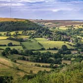 The small village of Hawnby near Thirsk  with the Bilsdale Transmitter on the skyline in the North York Moors National Park photographed for The Yorkshire Post by Tony Johnson.