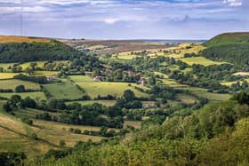 The small village of Hawnby near Thirsk  with the Bilsdale Transmitter on the skyline in the North York Moors National Park photographed for The Yorkshire Post by Tony Johnson.