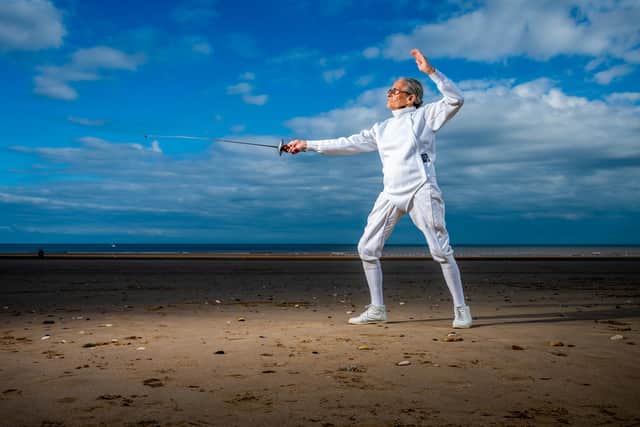 Picture James Hardisty: Veteran fencer Joy Fleetham, aged 89,  of Bridlington, who is believed to be the oldest active fencer in the country.