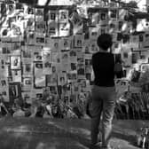 The prayer wall at the Belle Vue Hospital on 1st Avenue and E29th on September 18, 2001. PIC: BRUCE ROLLINSON