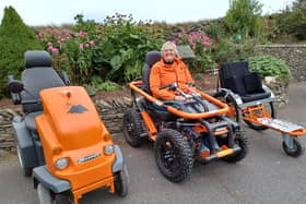 Debbie North, founder of Access the Dales, on one of the all-terrain vehicles offered by the charity.