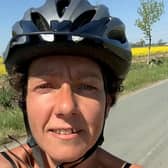 Jane Hinchcliffe cycling.