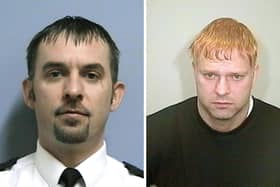 (Left to right:) Police officer Ian Broadhurst who died after being shot during a routine check of a stolen vehicle in Leeds  by David Bieber (right).