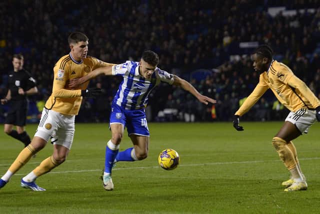 Sheffield Wednesday's Bailey Cadamarteri fires in a shot against Leicester City (Picture: Steve Ellis)