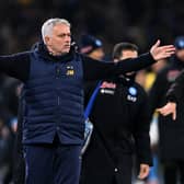 NAPLES, ITALY - JANUARY 29: Jose Mourinho AS Roma coach shows his disappointment during the Serie A match between SSC Napoli and AS Roma at Stadio Diego Armando Maradona on January 29, 2023 in Naples, Italy. (Photo by Francesco Pecoraro/Getty Images)