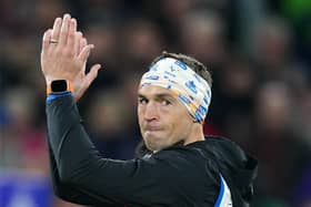 Kevin Sinfield applauds fans at half-time during the World Cup final at Old Trafford. (Picture: David Davies/PA Wire)