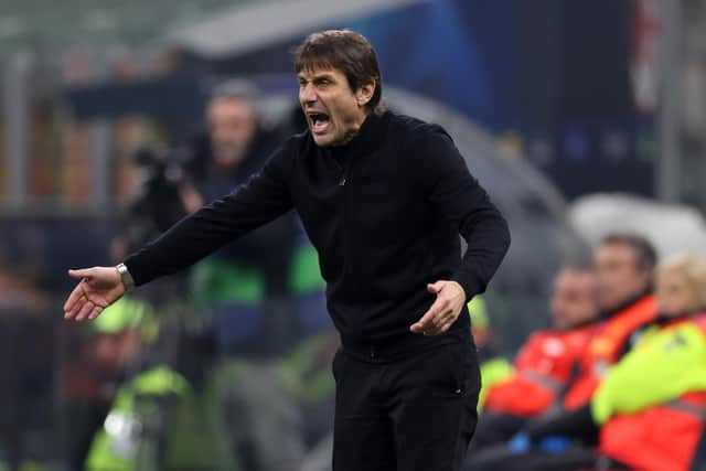 MILAN, ITALY - FEBRUARY 14: Antonio Conte, manager of Tottenham Hotspur during the UEFA Champions League round of 16 leg one match between AC Milan and Tottenham Hotspur at Giuseppe Meazza Stadium on February 14, 2023 in Milan, Italy. (Photo by Catherine Ivill/Getty Images)