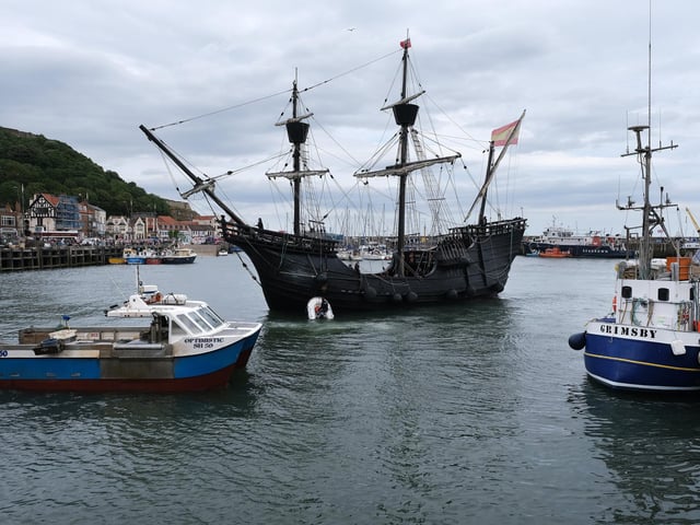 The Spanish Galleon replica Nao Victoria arrives in Scarborough pic Richard Ponter