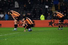 Crestfallen Hull City struggle to come to terms with Saturday's shattering late home loss to Reading. Picture: Jonathan Gawthorpe.