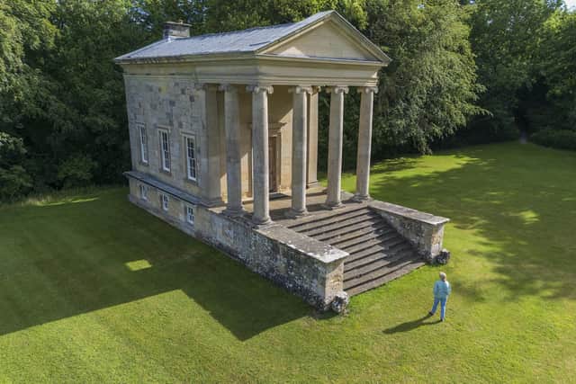 Aerial view of Ionic Temple at Rievaulx Terrace, Helmsley, North Yorkshire. Picture date: Thursday July 2, 2026.
Photo credit: Dominic Lipinski/English Heritage