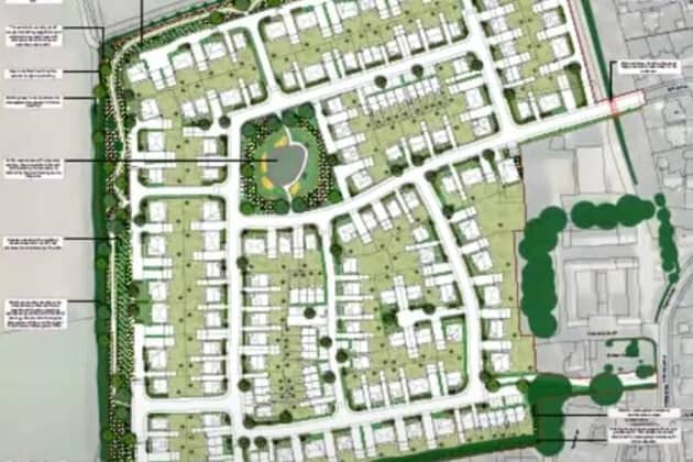 A site plan for 150 homes in West Field Lane, Swanland, East Riding of Yorkshire.