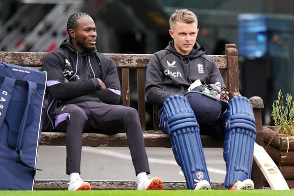 READY AND WILLING: England's Sam Curran (right) and Jofra Archer during a nets session at Edgbaston ahead of today's T20 clash against Pakistan - Wednesday's encounter at Headingley was washed out. Picture: Bradley Collyer/PA