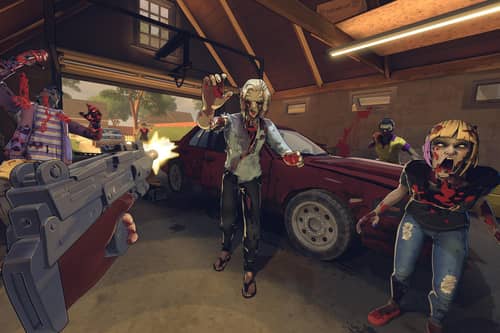 A screenshot of 'Zombieland: Headshot Fever Reloaded' on PlayStation VR 2 courtesy of XR Games.