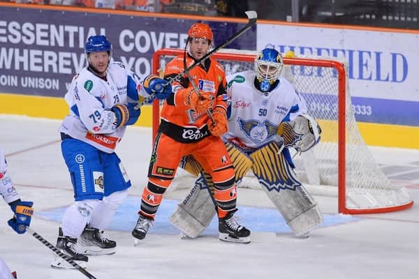 YOU WIN AGAIN: Jonathan Phillips is hoping to sign off from his time with Sheffield Steelers with one last trophy win. Picture courtesy of Dean Woolley/Steelers Media/EIHL