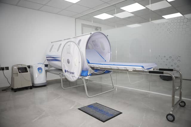 Within the chamber, you breathe in almost pure oxygen