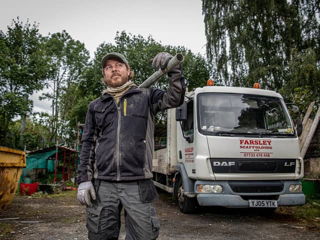 Scaffolder Paul Conway, owner of Farsley Scaffolding company, who is reluctant to work in Bradford as the city's Clean Air Zone (CAZ) standing in front of his HGV. (Pic credit: Tony Johnson)
