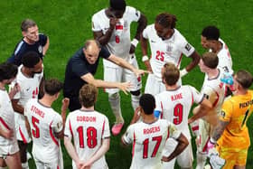 NOT THIS TIME: England manager Thomas Tuchel instructs his players at the hydration break during the World Cup semi-final clash against Argentina in Atlanta.  Picture: Martin Rickett/PA.