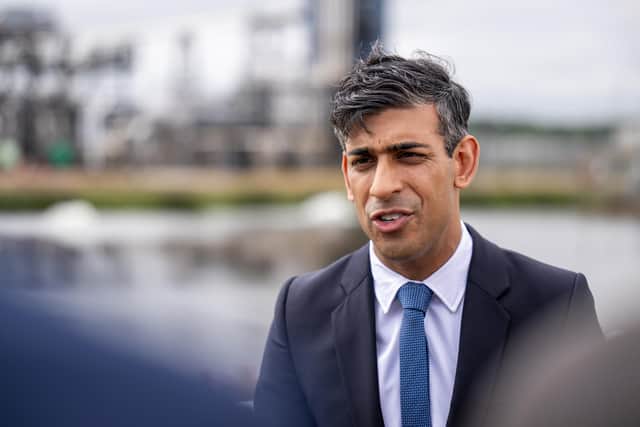 Prime Minister Rishi Sunak speaking to the media during his visit to Shell St Fergus Gas Plant in Peterhead, Aberdeenshire, earlier this week. PIC: Euan Duff/PA Wire