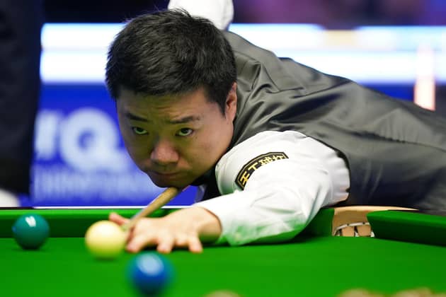 Ding Junhui during his match against Tom Ford. Photo: Mike Egerton/PA Wire