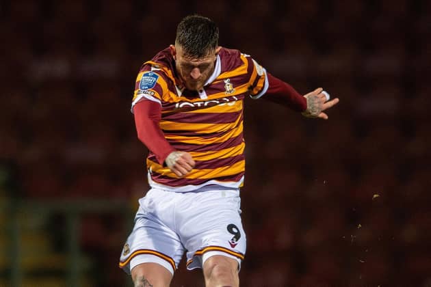 NO GO: Andy Cook came off the bench in the second half for Bradford City but couldn't break the deadlock. Picture: Bruce Rollinson