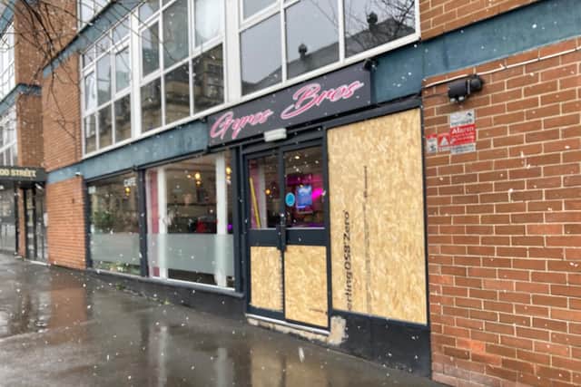 Gyros Bros had to board up its frontage