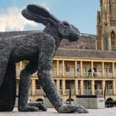 'Crawling Lady' Sophie Ryder on show at Halifax Piece Hall.