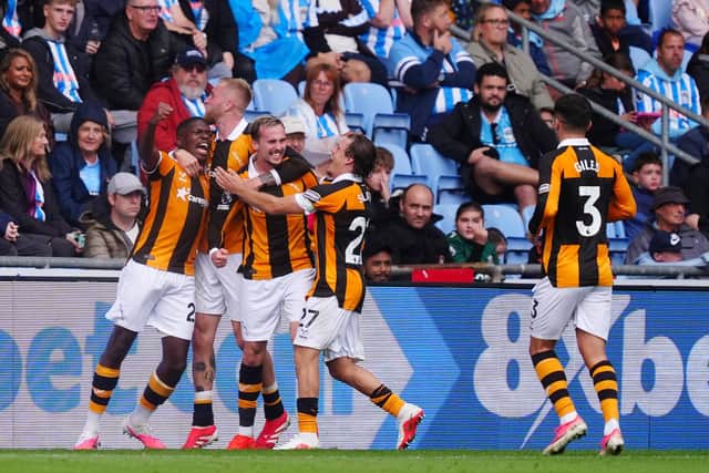 CELEBRATIONS: Hull City enjoy Liam Millar's goal (Image: Press Association)