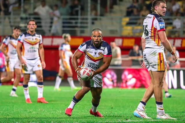 FAMILIAR FACE: Kruise Leeming - pictured in action for Catalans Dragons earlier this year - is back with Huddersfield Giants for the 2027 Super League season. Picture by Rémi Vignaud via SWpix.com