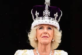 Queen Camilla on the balcony of Buckingham Palace, London, following the coronation. Photo: Leon Neal/PA Wire