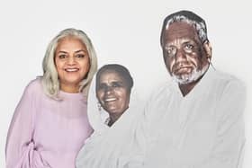 Rubina Khalid, pictured with her late parents, in a portrait series as part of Hospice UK's Dying matters campaign. Photo: Rankin/Hospice UK