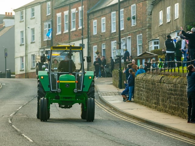 Tractors taking part in the charity run passing through Knaresborough. Picture: James Hardisty